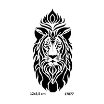 Airbrush Tattoo Lotus Aslan Modeli Yapışkanlı Stencil Süsleme Ve Boyama Kalıbı