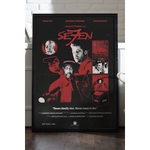 Seven Siyah Ahşap Çerçeveli Poster, Dekoratif Film Duvar Tablosu