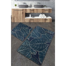 Zeleno Banyo Halısı Djt 2 Li Set Banyo Halısı Paspas Yıkanabilir Kaymaz Çok Renkli