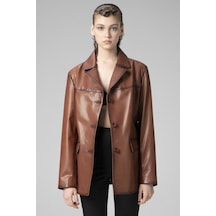 Dericlub Wm035 Gerçek Deri Kadın Blazer