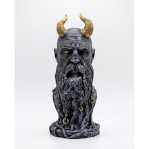 İskandinav Mitolojisi Bilge Büstü - 15 Cm El Boyaması Özel Tasarım Reçine Figür - Viking Temalı Koleksiyonluk M Genel