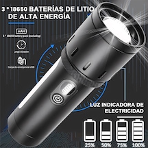 Şarjlı Led El Feneri Kamp Lambası - 5000 Mah Powerbank, Teleskopik Zoom, Acil Durum Sos , Kamp, Av, Balıkçılık Ve Outdoor Kullanım Gri