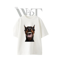 Thewert Doberman Grillz Tasarım Baskılı Ünisex Beyaz Oversize T-shirt