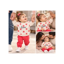 Genel Markalar Puantiyeli Love Kız Bebek Takımı Krem - 927543148 Krem