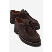 Luvishoes Talıa Kahverengi Süet Hakiki Deri Bağcıklı Kadın Loafer Ayakkabı Kahverengi