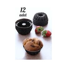 12 Li Yıkanabilir Mini Kek Muffin Pişirme Kalıbı, Silikon Muffin, Cupcake Kalıbı Karma Renk Silikon Diğer