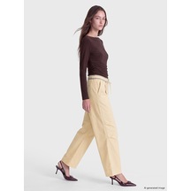 Lcw Modest Yeşil Nakışlı Geniş Paça Kadın Pantolon