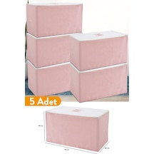 Serstil 5 Adet - Büyük Boy Pembe Çizgili Hurç - 74 X 46 X 46 Cm