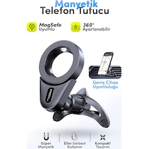 Acl T-111 Magsafe Manyetik Araç İçi Telefon Tutucu Havalandırma Izgarası Uyumlu, Katlanabilir, 360 Siyah