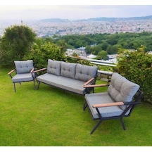 Pimango Pilocca Bahçe Ve Balkon Mobilyası Gri 3+1+1 Gri