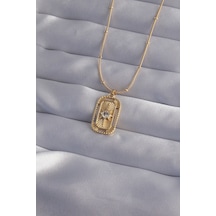 Ezoconcept 316l Çelik Zincir Gold Renk Zirkon Taşlı Tarot Kolye 001