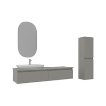 Orka Lentia 160 Cm Mat Kaşmir Banyo Dolabı Takımı Ve Boy Dolabı Kaşmir
