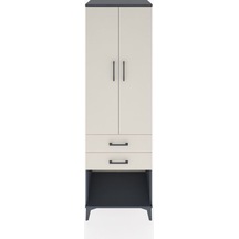 Hyperion Dolap Tek Raflı 2 Çekmeceli Tek Askılı 60x44x195 Antrasit-aytaşı Antrasit