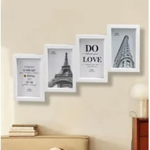 Çoklu Fotoğraf Çerçevesi Mdf Ahşap Modern Kolaj Çerçeve Fotoğraf Tutucu 4 Fotoğraf 10x15cm Beyaz Renk