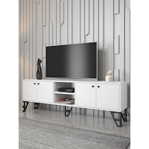 Wood'n Love Sofia 180 Cm Metal Ayaklı Tv Ünitesi - Beyaz / Siyah