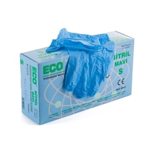 Eco Nitril Pudrasız Muayene Eldiveni Mavi 100'lü