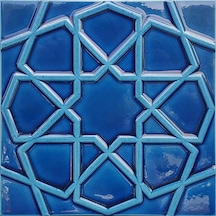 Armada Çini 20x20 Cm Rölyefli Petrol Mavisi Selçuklu Yıldızı Deseni Çini Karo