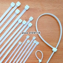 4.8X300 Mm Beyaz Kablo Bağı Cırt Kelepçe 100 Adet