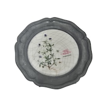 Vintage Zınn Çerçeveli Dekoratif 3 Renkli Menekşetemalı Duvar Tabağı 10cm 008