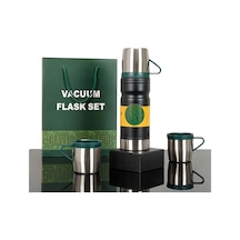 Sunup Sn-22234 Paslanmaz Çelik Vakumlu Termos 12 Saat Sıcak 24 Saat Soğuk Termos Seti 680 ML - Yeşil