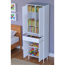 Eliusta Line Beyaz 70 Cm Banyo Dolabı Çok Bölmeli Banyo Düzenleyici Dolap 4 Kapaklı 4 Raflı 70x173x32,5 Cm Beyaz