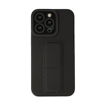 Newface - 8 - Apple iPhone Uyumlu 14 Pro Kılıf Mega Standlı Silikon - Ece-umay - - Siyah