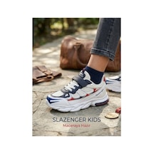 Slazenger Çocuk Yazlık Terletmez Kaydırmaz Koku Yapmaz Full Ortopedik Tarz Hafif Yürüyüş Ayakkabısı Beyaz Mavi