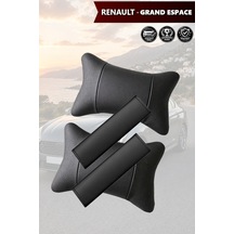 Renault Grand Espace Uyumlu Siyah Lüks Deri Yastık Set Deri Kemer Koruyucu