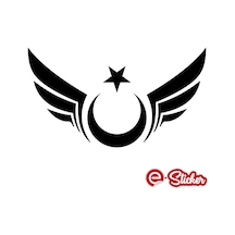 Kanatlı Ay Yıldız Sticker Oto Cam Sticker (454313601)