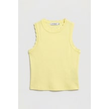Kadın Sarı S6-108 Crop İnce Yazlık Triko Body