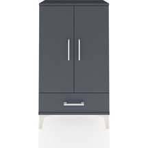 Arges Komodin 3 Raflı Tek Çekmeceli 2 Kapaklı 60x30x106 Antrasit-antrasit Antrasit
