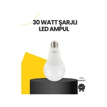 Hubrendy Tekno Yüksek Işık Güçlü Şarjlı Led Ampul E27 30w Enerji Tasarruflu