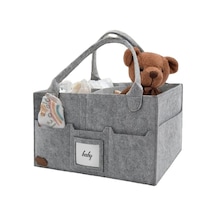 Jasper Keçe Gri Sade Bölmeli Kapaklı Anne Bebek Bakım Çantası Gri