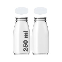 250 Ml Şeffaf Süt, Ayran, Limonata, Meşrubat Şişesi 250 Cc Plastik Kapaklı Boş Cam Şişe 2 Adet 0