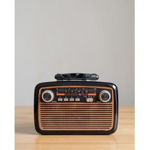 Ahşap Radyo, Tf Sd Usb Girişli Nostaljik Görünümlü Led Fenerli