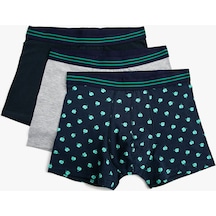Koton 3'Lü Pamuklu Boxer Seti Yaprak Baskılı Lacivert Desenli 3Slm90014Mk 3Slm90014Mk51I