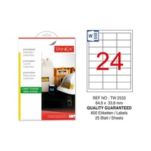 Tanex Tw-2533 64.6X33.8MM Polyester Etiket 25 Li