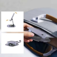 Masaüstü Alüminyum Telefon Tutucu, Katlanabilir Telefon Standı, Ergonomik Tasarım, Dayanıklı Sağlam Yapı, Evrensel Uyum Gri Renk Acı Kahverengi