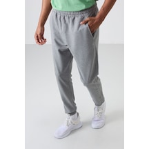 Tommy Life Gri Melanj Pamuk Yumuşak Dokulu Standart Fit Nakışlı Erkek Eşofman Alt - 82133 GB MELANJ