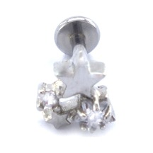 Ferizz 316l Çelik Zirkon Taşlı Yıldızlı Piercing Prc-195 Gümüş