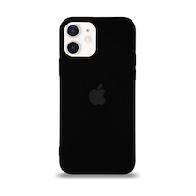 Apple Uyumlu  iPhone 12 Mini Logolu Silikon Kılıf Altı Kapalı İçi Kadife Lansman Arka Kapak