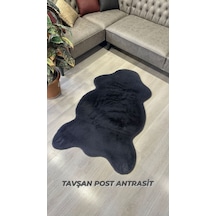 Aries Home Tavşan Tüyü Antrasit Yumuşak Makinada Yıkanabilir Kaymaz Ve Toplanmaz Süet Taban Post Halı Antrasıt