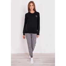 Arnetta 2180 Smile Siyah Kadın Uzun Kol Pijama Takım Siyah