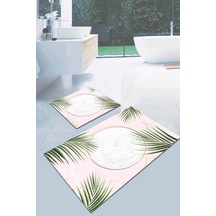 Pudra Yapraklı Banyo Halısı Klozet Takımı Paspas Seti Bs051n11