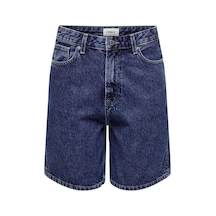 Only Yüksek Bel Midi Denim Şort - Vintage Tarzı - Günlük Kullanım Mavi