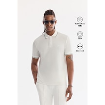 Avva Erkek Beyaz Kıvrılmaz Polo Yaka Pamuklu Teknik Kumaş Regular Fit T-shirt A61y1097