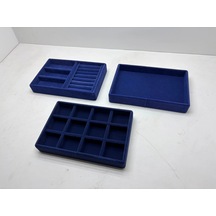 Peru Model Süet Kumaş Lacivert Renk 22/14 Cm 3 Lü Takım Takı Sergileme Standı