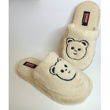 Huzurlu Adımlar Ayıcıklı Peluş Terlik Kahverengi