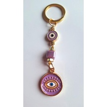 Hediyelik Nazar Boncuklu Mor Anahtarlık Boyu 10,5 Cm