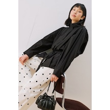 Manuka Leni Pile Detaylı Gömlek Siyah Ss26gml00011-01